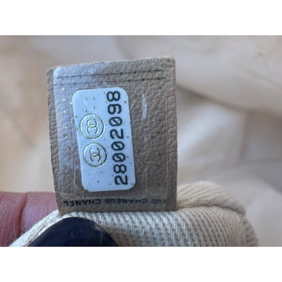 Chanel Beige Canvas & Leather Chain Tote Bag With Dual Handles & Logo Embroidery - Picture 14 of 16